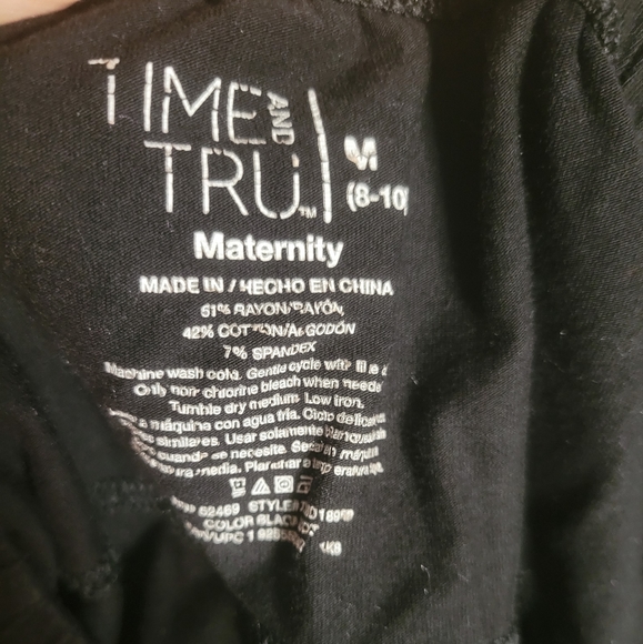 Time and Tru medium black maternity band yoga pants leggings stretchy pregnant - Picture 4 of 4